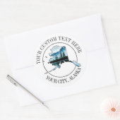 Alaska Landscape Map Custom Text 3" Ronde Sticker (Envelop)