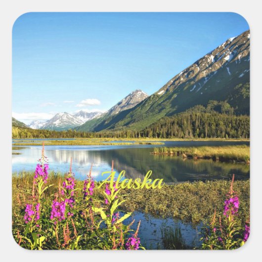 Alaska, landschapsfoto vierkante sticker (Voorkant)