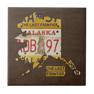 Alaska License Bord Map keramische tegels V3 Tegeltje