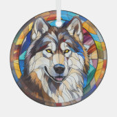 Alaska malamute hond gekleurd glas ornament (Voorkant)