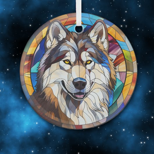 Alaska malamute hond gekleurd glas ornament