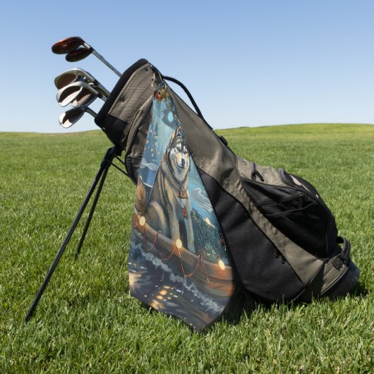 Alaska Malamute Kerst Feestelijke reis Golfhanddoek (Groen)