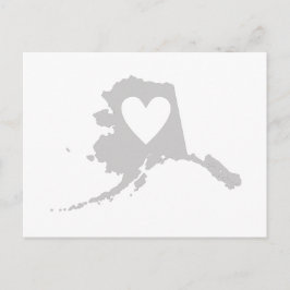 Alaska Map Shape Gray Heart Cutout Alaskan Briefkaart