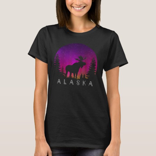 Alaska Moose Aurora Borealis  Alaskan Landscape Ph T-shirt (Voorkant)