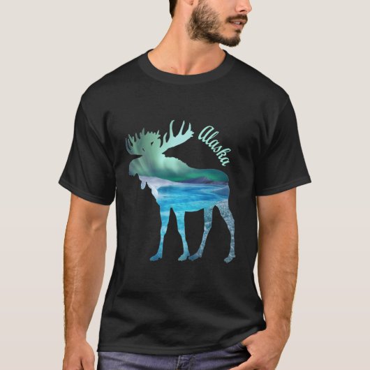 Alaska Moose Keepsake Alaskan Noorderlicht T-shirt (Voorkant)