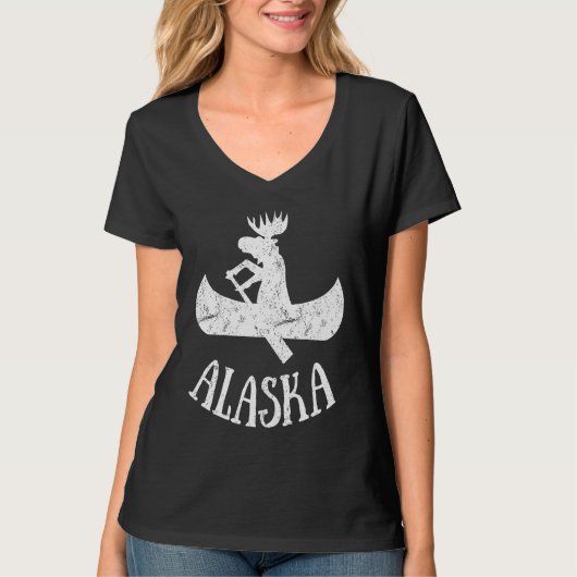 Alaska Moose Moose Canoe Vacation T-shirt (Voorkant)
