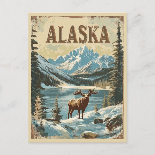 Alaska Moose Rustic  Natuur Reizen Briefkaart (Voorkant)
