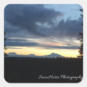 Alaska Mountain Range Sunset Vierkante Sticker