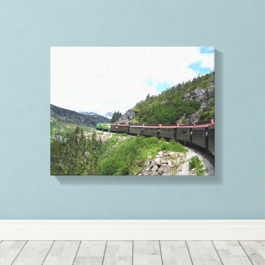 Alaska Mountains Train Canvas Afdruk (Insitu (Houten vloer))