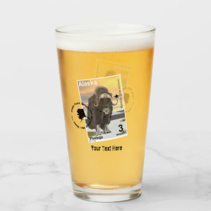 Alaska Muskusos Postzegel Souvenir Glas