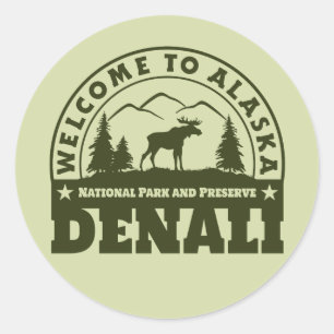 Alaska. Nationaal Park Denali en Preserve Ronde Sticker