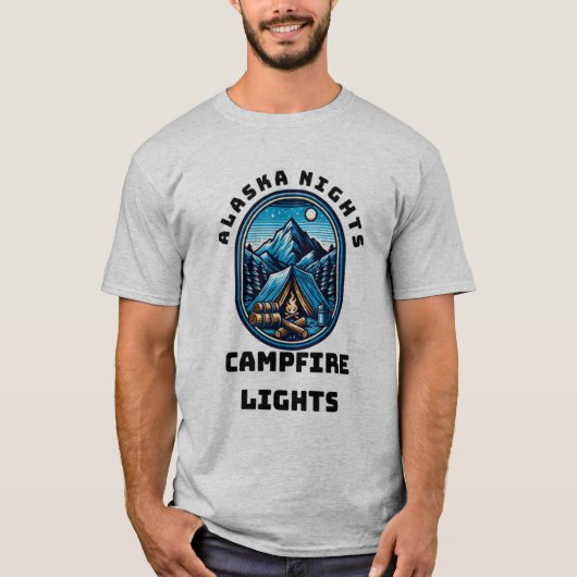 Alaska Nights, Kampvuur Lights T-shirt (Voorkant)