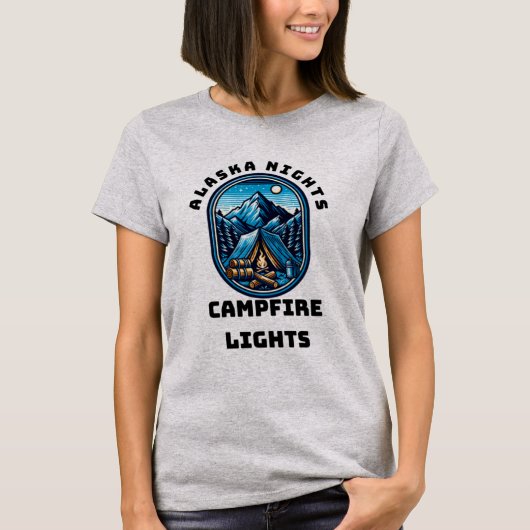 Alaska Nights, Kampvuur Lights T-shirt (Voorkant)