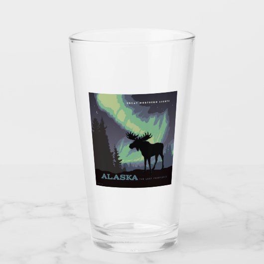 Alaska | Noorderlicht eland Glas (Voorkant)