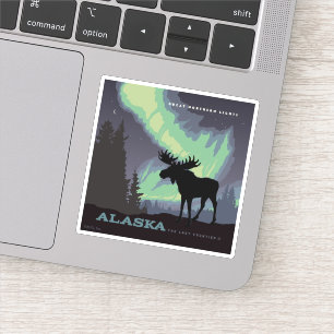 Alaska   Noorderlicht eland Sticker