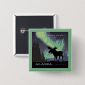 Alaska | Noorderlicht eland Vierkante Button 5,1 Cm (Voorkant /achterkant)