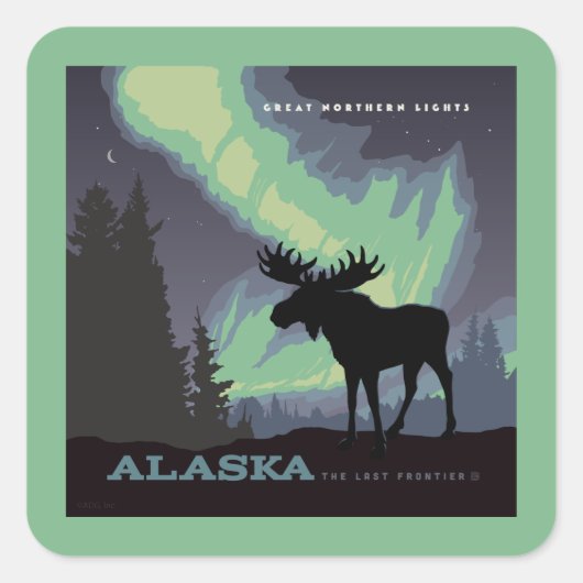 Alaska | Noorderlicht eland Vierkante Sticker (Voorkant)