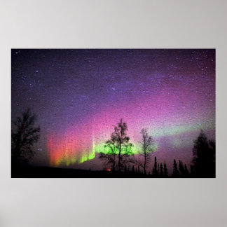 Alaska Noorderlicht Nacht Hemel Knetterende Kunst Poster