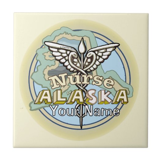 Alaska Nurse Caduceus Tegeltje (Voorkant)