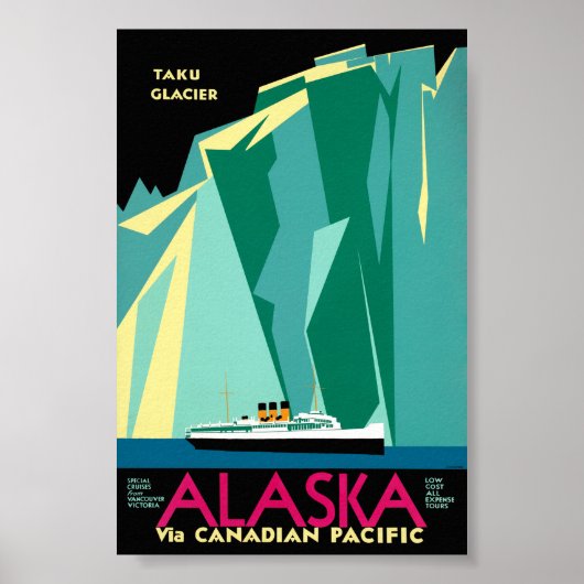 Alaska Oude Reisposter Gerestaureerd Poster (Voorkant)