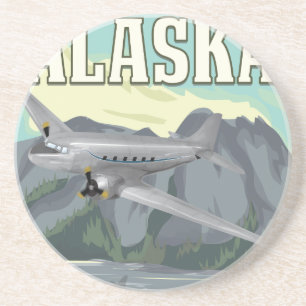 Alaska Oude Reisposter Zandsteen Onderzetter