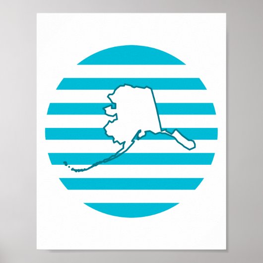 Alaska Outline Retro Circle Blauw Poster (Voorkant)