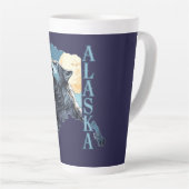 Alaska Outline Wolf en Maan Latte Mok (Rechterhoek)