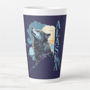 Alaska Outline Wolf en Maan Latte Mok