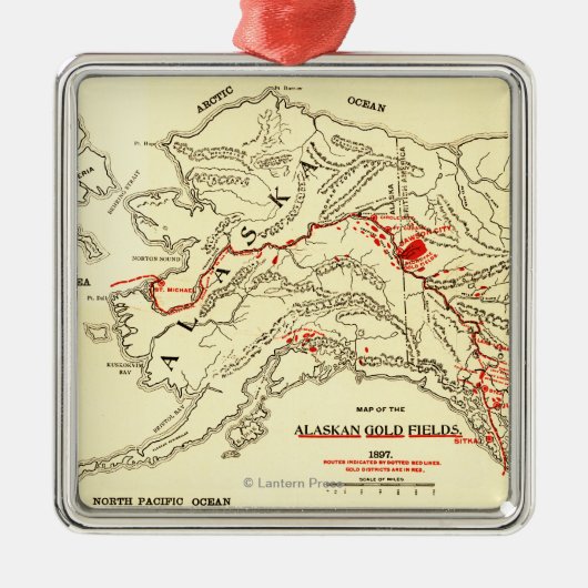 Alaska Panoramic Map Metalen Ornament (Voorkant)
