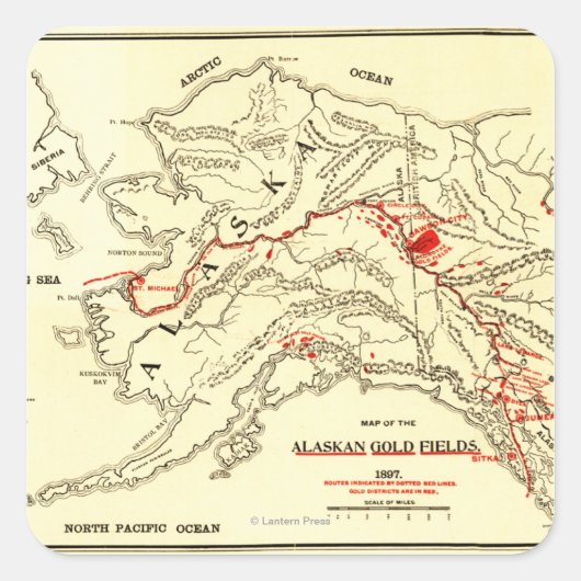 Alaska Panoramic Map Vierkante Sticker (Voorkant)