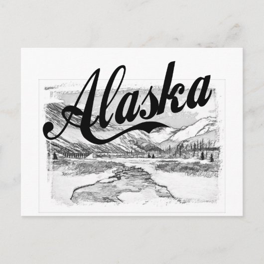 Alaska Pencil Sketch Briefkaart (Voorkant)
