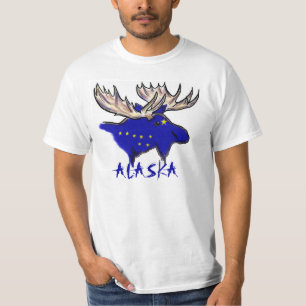 Alaska Pride Elk State Flag Aanpasbare waarde t-sh T-shirt