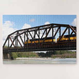 Alaska Railroad locomotief motor en brug Legpuzzel