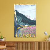 Alaska Railroad Scene - Matanuska Valley, Alaska Canvas Afdruk (Insitu (Woonkamer))