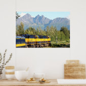 Alaska Railroad train & mountains Poster (Keuken)