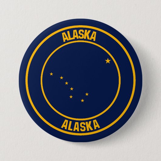 Alaska Round Emblem Ronde Button 7,6 Cm (Voorkant)