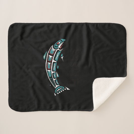 Alaska Salmon Vist inheemse inheemse indigen Sherpa Deken (Voorkant (horizontaal))