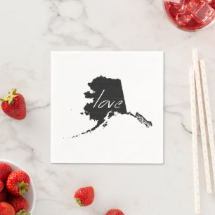 Alaska Shaped Black Chalkboard Alaskan Love Servetten