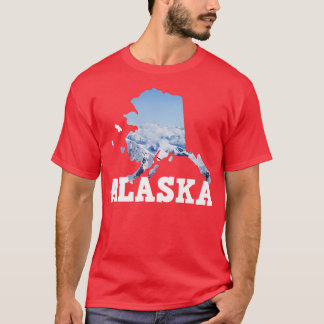 Alaska Snowy Scene Incorporated in de Kaart Omtrek T-shirt
