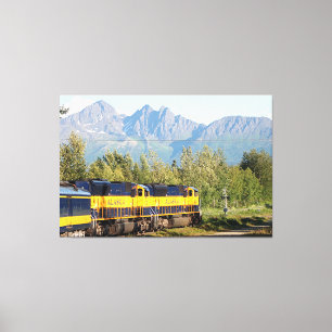 Alaska Spoorweg locomotief treinmotor & berg Canvas Afdruk