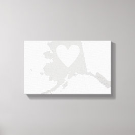 Alaska staatsvorm met hart canvas afdruk