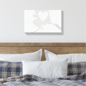 Alaska staatsvorm met hart canvas afdruk (Insitu (Slaapkamer))