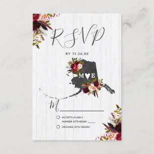 Alaska State Bestemming Rustieke Bruiloft RSVP Kaartje