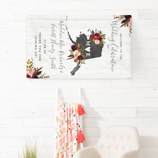 Alaska State Bestemming Rustieke bruiloft Welkom Spandoek (Insitu)