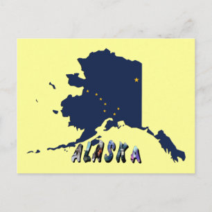 Alaska State Flag Blue Map & Yellow Stars Travel Briefkaart