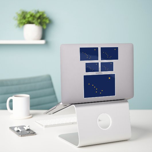 Alaska State Flag Design Sticker (Laptop op bureau)
