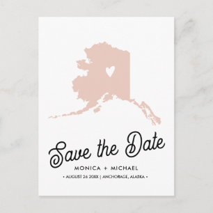 Alaska State Map Destination Wedding - ELKE KLEUR! Aankondigingskaart