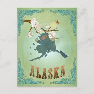 Alaska State Map - Green Briefkaart