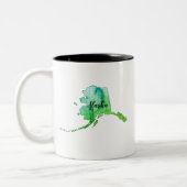 Alaska State Map Waterverf Two-Tone Coffee Mok (Links)
