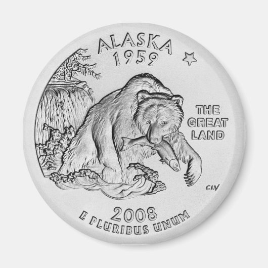Alaska State Quarter Magnet Magneet (Voorkant)